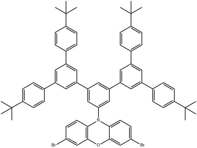 8. 3,7-dibromo-10-(4,4''''-di-tert-butyl-5',5'''-bis(4-(tert-butyl)phenyl)-[1,1':3',1'':3'',1''':3''',1''''-quinquephenyl]-5''-yl)-10H-phenoxazine Struktur