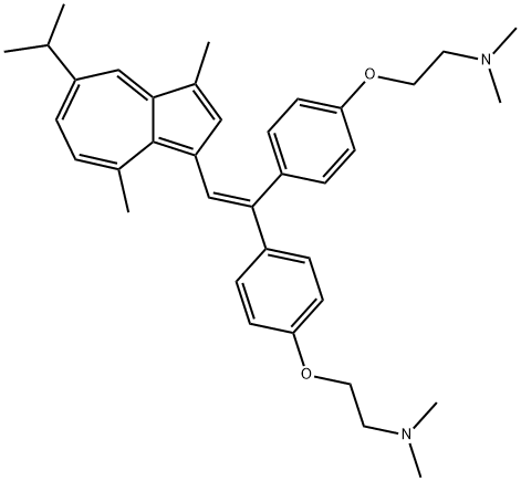 Ethanamine, 2,2'-[[2-[3,8-dimethyl-5-(1-methylethyl)-1-azulenyl]ethenylidene]bis(4,1-phenyleneoxy)]bis[N,N-dimethyl- Struktur