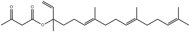 Butanoic acid, 3-oxo-, (4E,8E)-1-ethenyl-1,5,9,13-tetramethyl-4,8,12-tetradecatrien-1-yl ester Struktur