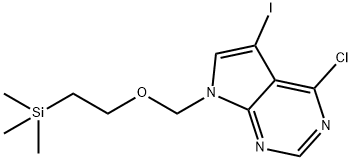 7H-Pyrrolo[2,3-d]pyrimidine, 4-chloro-5-iodo-7-[[2-(trimethylsilyl)ethoxy]methyl]- Struktur