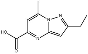 2-ethyl-7-methylpyrazolo[1,5-a]pyrimidine-5-carboxylic acid Struktur