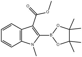 1H-Indole-3-carboxylic acid, 1-methyl-2-(4,4,5,5-tetramethyl-1,3,2-dioxaborolan-2-yl)-, methyl ester Struktur