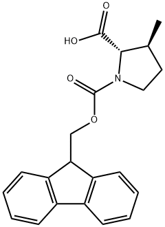 1,2-Pyrrolidinedicarboxylic acid, 3-methyl-, 1-(9H-fluoren-9-ylmethyl) ester, (2S,3S)- Struktur