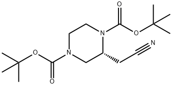 1,4-Piperazinedicarboxylic acid, 2-(cyanomethyl)-, 1,4-bis(1,1-dimethylethyl) ester, (2R)- Struktur