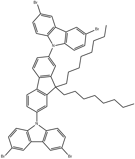 9,9’-(9,9-Dioctyl-9H-fluorene-2,7-diyl)-bis(3,6-dibromo-9Hcarbazole) Struktur