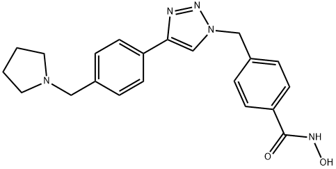 Benzamide, N-hydroxy-4-[[4-[4-(1-pyrrolidinylmethyl)phenyl]-1H-1,2,3-triazol-1-yl]methyl]- Struktur