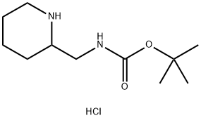 Carbamic acid, N-(2-piperidinylmethyl)-, 1,1-dimethylethyl ester, hydrochloride (1:1) Struktur