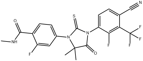 Benzamide, 4-[3-[4-cyano-2-fluoro-3-(trifluoromethyl)phenyl]-5,5-dimethyl-4-oxo-2-thioxo-1-imidazolidinyl]-2-fluoro-N-methyl- Struktur