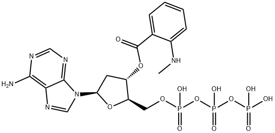 2'- DEOXY- 3'- O- (N'- METHYLANTHRANILOYL)ADENOSINE- 5'- O- TRIPHOSPHATE ( MANT-DATP ) Struktur