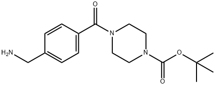 tert-Butyl4-(4-(aminomethyl)benzoyl)piperazine-1-carboxylate Struktur