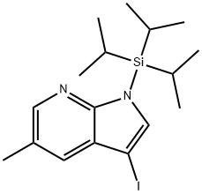 1H-Pyrrolo[2,3-b]pyridine, 3-iodo-5-methyl-1-[tris(1-methylethyl)silyl]- Struktur