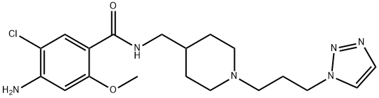 Benzamide, 4-amino-5-chloro-2-methoxy-N-[[1-[3-(1H-1,2,3-triazol-1-yl)propyl]-4-piperidinyl]methyl]- Struktur