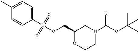 4-Morpholinecarboxylic acid, 2-[[[(4-methylphenyl)sulfonyl]oxy]methyl]-, 1,1-dimethylethyl ester, (2R)- Struktur