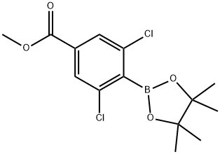 Benzoic acid, 3,5-dichloro-4-(4,4,5,5-tetramethyl-1,3,2-dioxaborolan-2-yl)-, methyl ester Struktur