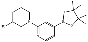 1-[4-(tetramethyl-1,3,2-dioxaborolan-2-yl)pyridin-2-yl]piperidin-3-ol Struktur