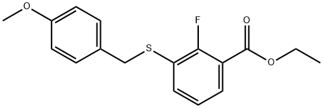 Benzoic acid, 2-fluoro-3-[[(4-methoxyphenyl)methyl]thio]-, ethyl ester Struktur