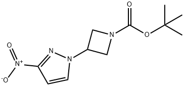 1-Azetidinecarboxylic acid, 3-(3-nitro-1H-pyrazol-1-yl)-, 1,1-dimethylethyl ester Struktur