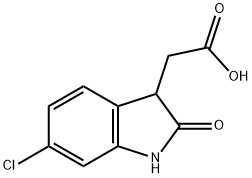 2-(6-chloro-2-oxo-2,3-dihydro-1H-indol-3-yl)acetic acid Struktur