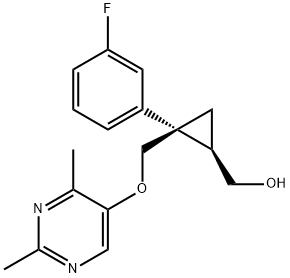 ((1 R,2S)-2-(((2,4-dimethylpyrimidin-5-yl)oxy)methyl)- 2-(3-fluorophenyl)cyclopropyl)methanol Struktur