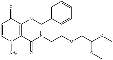 2-Pyridinecarboxamide, 1-amino-N-[2-(2,2-dimethoxyethoxy)ethyl]-1,4-dihydro-4-oxo-3-(phenylmethoxy)- Struktur