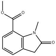 1H-Indole-7-carboxylic acid, 2,3-dihydro-1-methyl-2-oxo-, methyl ester Struktur