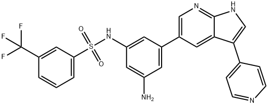 Benzenesulfonamide, N-[3-amino-5-[3-(4-pyridinyl)-1H-pyrrolo[2,3-b]pyridin-5-yl]phenyl]-3-(trifluoromethyl)- Struktur