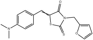 (5E)-5-[[4-(dimethylamino)phenyl]methylidene]-3-(furan-2-ylmethyl)-2-sulfanylidene-1,3-thiazolidin-4-one Struktur