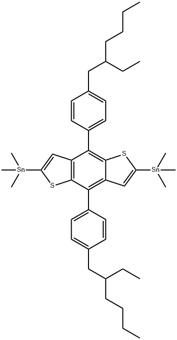 (4,8-bis(4-(2-ethylhexyl)phenyl)benzo[1,2-b:4,5-b']dithiophene-2,6-diyl)bis(trimethylstannane) Struktur