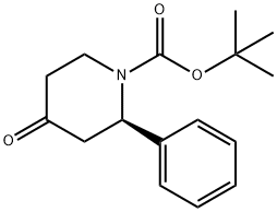 1-Piperidinecarboxylic acid, 4-oxo-2-phenyl-, 1,1-dimethylethyl ester, (2R)- Struktur