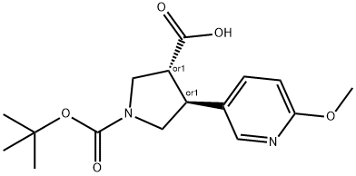 (Tert-Butoxy)Carbonyl (±)-trans-4-(6-methoxy-3-pyridinyl)-pyrrolidine-3-carboxylic acid Struktur