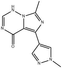 7-methyl-5-(1-methyl-1H-pyrazol-4-yl)imidazo[5,1-f][1,2,4]triazin-4(3H)-one Struktur