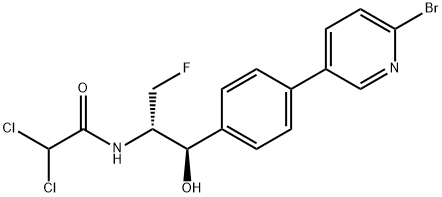 N-{2-[4-(6-Bromo-pyridin-3-yl)phenyl]-1-fluoromethyl-2-hydroxyethyl}-2,2-dichloroacetamide Struktur