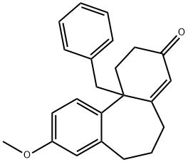 11B-BENZYL-9-METHOXY-5,6,7,11B-TETRAHYDRO-1H-DIBENZO[A,C][7]ANNULEN-3(2H)-ONE Struktur