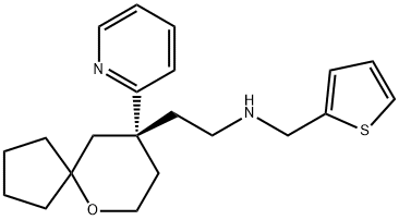 6-Oxaspiro[4.5]decane-9-ethanamine, 9-(2-pyridinyl)-N-(2-thienylmethyl)-, (9R)- Struktur