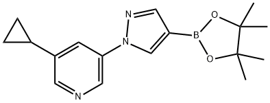 Pyridine, 3-cyclopropyl-5-[4-(4,4,5,5-tetramethyl-1,3,2-dioxaborolan-2-yl)-1H-pyrazol-1-yl]- Struktur