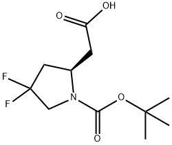 (R)-2-(1-(tert-butoxycarbonyl)-4,4-difluoropyrrolidin-2-yl)acetic acid Struktur