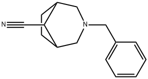 N-benzyl-3-azabicyclo<3.2.1>octane-8-carbonitrile Struktur