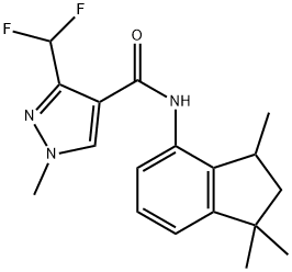 1H-Pyrazole-4-carboxamide, 3-(difluoromethyl)-N-(2,3-dihydro-1,1,3-trimethyl-1H-inden-4-yl)-1-methyl- Struktur