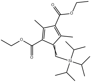 1,3-Cyclopentadiene-1,3-dicarboxylic acid, 2,4-dimethyl-5-[[tris(1-methylethyl)silyl]methylene]-, 1,3-diethyl ester Struktur