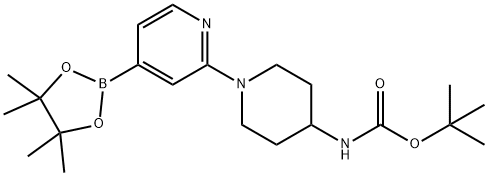 tert-butyl N-{1-[4-(tetramethyl-1,3,2-dioxaborolan-2-yl)pyridin-2-yl]piperidin-4-yl}carbamate Struktur