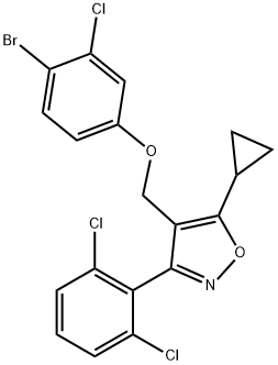 4-((4-Bromo-3-chlorophenoxy)methyl)-5-cyclopropyl-3-(2,6-dichlorophenyl)-isoxazole Struktur