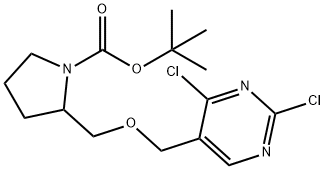 2-(2,4-Dichloro-pyrimidin-5-ylmethoxymethyl)-pyrrolidine-1-carboxylic acid tert-butyl ester Struktur