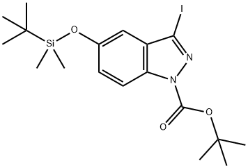 tert-Butyl 5-((tert-butyldimethylsilyl)oxy)-3-iodo-1H-indazole-1-carboxylate Struktur