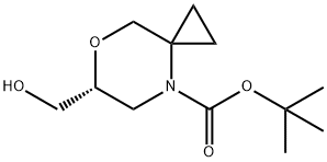 7-Oxa-4-azaspiro[2.5]octane-4-carboxylic acid, 6-(hydroxymethyl)-, 1,1-dimethylethyl ester, (6R)- Struktur