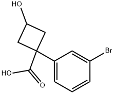 1-(3-bromophenyl)-3-hydroxycyclobutane-1-carboxylic acid Struktur