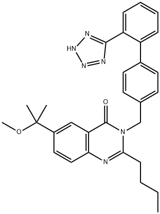 4(3H)-Quinazolinone, 2-butyl-6-(1-methoxy-1-methylethyl)-3-[[2'-(2H-tetrazol-5-yl)[1,1'-biphenyl]-4-yl]methyl]- Struktur