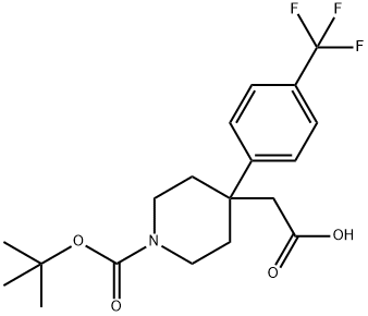 2-1-(tert-Butoxycarbonyl)-4-[4-(trifluoromethyl)phenyl]piperidin-4-ylacetic Struktur