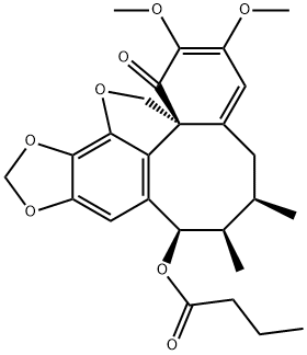 Butanoic acid, (6R,7R,8R,14aS)-5,6,7,8-tetrahydro-2,3-dimethoxy-6,7-dimethyl-1-oxo-1H,14H-benzo[1,8]cycloocta[1,2,3-cd][1,3]dioxolo[4,5-g]benzofuran-8-yl ester (9CI) Struktur