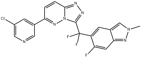 1,2,4-Triazolo[4,3-b]pyridazine, 6-(5-chloro-3-pyridinyl)-3-[difluoro(6-fluoro-2-methyl-2H-indazol-5-yl)methyl]- Struktur