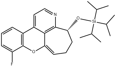 4H-8-Oxa-3-azacyclohepta[jk]phenanthrene, 9-fluoro-5,6-dihydro-4-[[tris(1-methylethyl)silyl]oxy]-, (4R)- Struktur